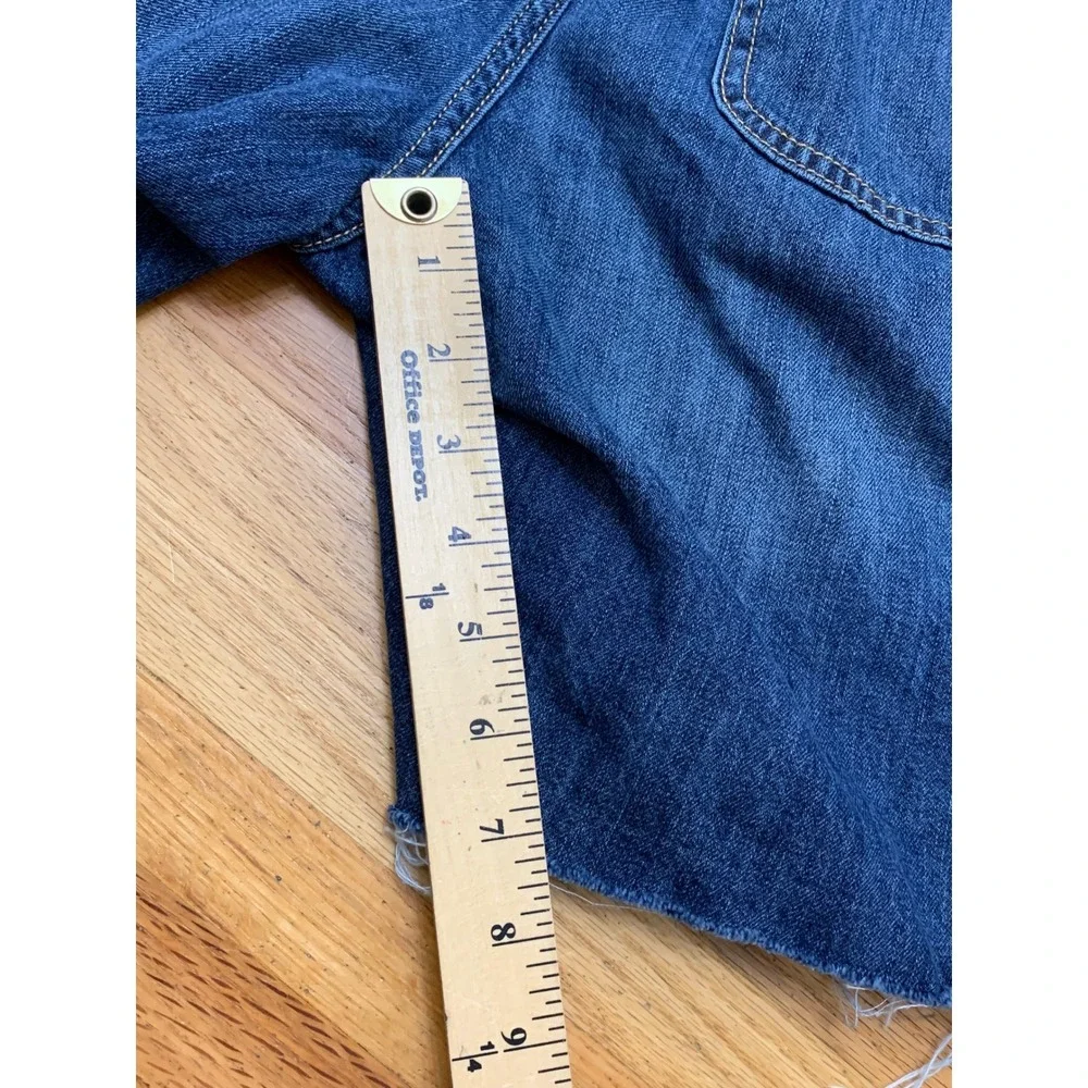 Gap Denim Women's Large Dark Wash Cotton Overall Shorts‎ Raw Hem 11/19 L